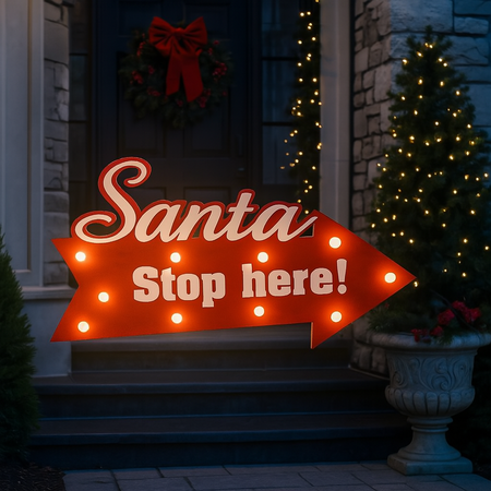 Cartello segnaletico natalizio in legno da appendere con 10 luci a batteria decorazione natalizia