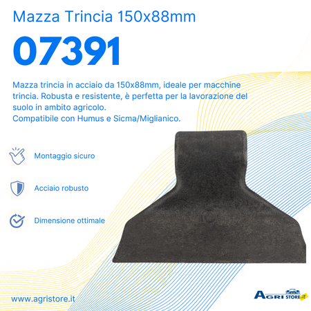 Mazza trincia 150x88mm attacco 60mm e foro 20,5mm