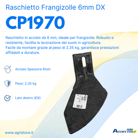 Raschietto per frangizolle sp. 6mm dx