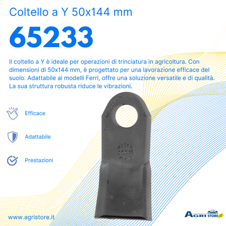 Coltello a Y altezza 50mm lunghezza 144mm adattabile Ferri