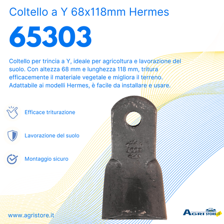 Coltello a Y altezza 68mm lunghezza 118mm adattabile Hermes.