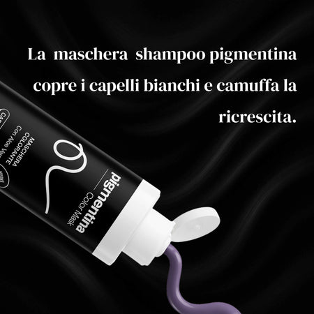 Pigmentina color mask maschera riparazione intensa per capelli secchi e danneggiati | ripristina il colore naturale del capello 200ml (capelli scuri)