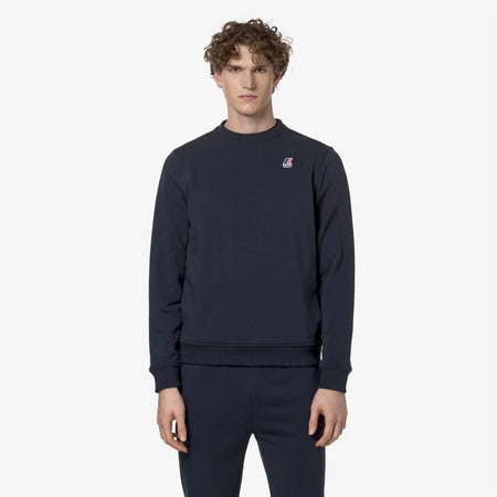 K-WAY felpa uomo Maglione in Cotone Fleece Leggero Unisex Blu per Uso Urbano Le vrai auguste poly cotton