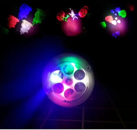 Lampadina led e27 4w proiettore disegni natale halloween autunno estate con dischetti cambiabili