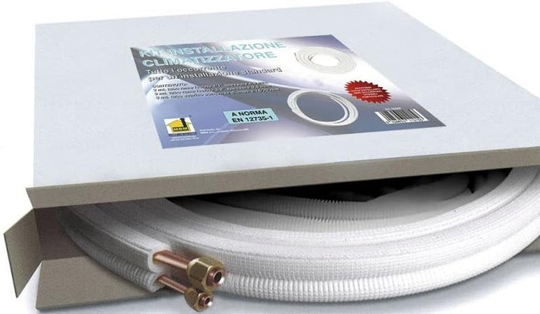 Kit Tubi Rame Climatizzatore 1/4+1/2 5 Mt Cartella Raccordi Condizionatore