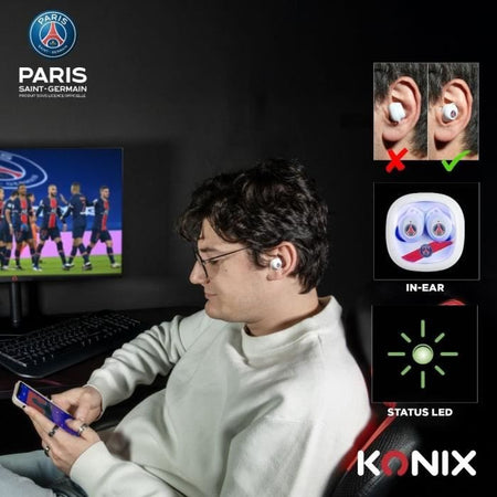 Cuffie wireless - KONIX - PSG - Durata batteria 8 h + 15 h - IPX4 - Bluetooth - Bianco