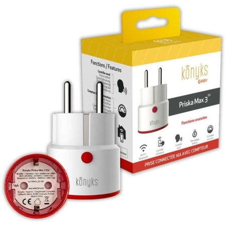 Presa connessa - KONYKS - Priska - Max 3 EU - Wifi + Bt - 16 A - Misuratore di consumo - Compatibile Alexa / Google Home