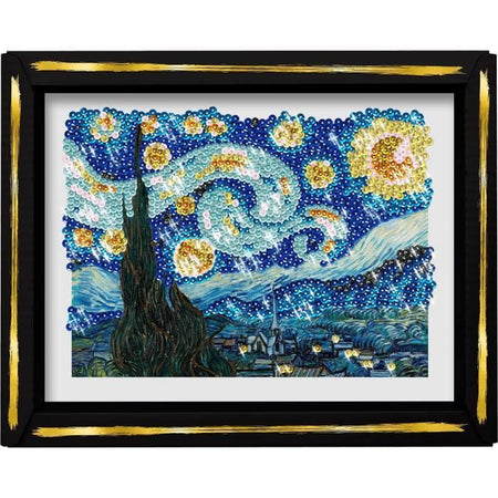 Kit creativo per il tempo libero - LANSAY - Collezione paillettes - La notte stellata - Van Gogh - Dai 14 anni