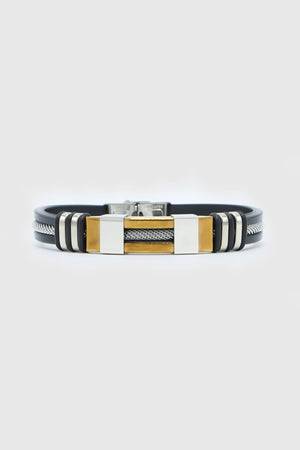 LECLAF | Bracciale uomo inserti oro