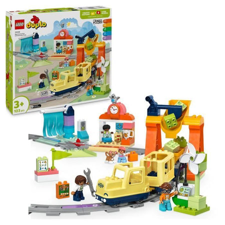 LEGO DUPLO My Town 10428 Il grande treno interattivo della comunità - Giocattoli per l'apprendimento precoce 3 anni