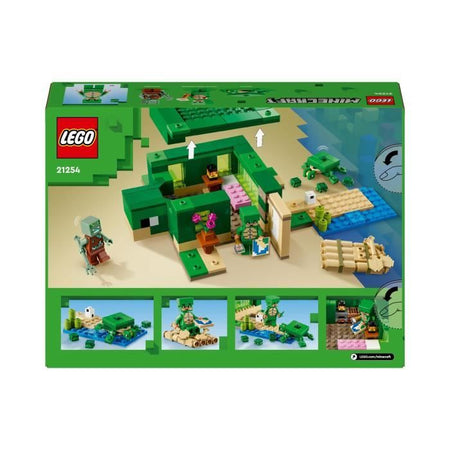 LEGO 21254 Minecraft Casa sulla spiaggia delle tartarughe, giocattolo con accessori, minifigure dei personaggi dei videogiochi