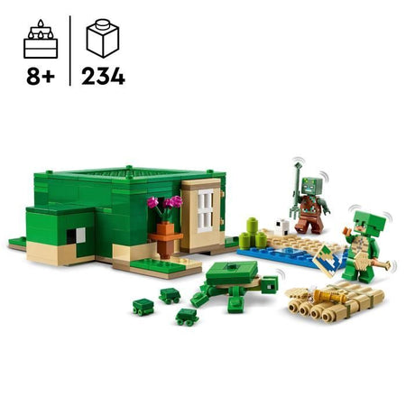 LEGO 21254 Minecraft Casa sulla spiaggia delle tartarughe, giocattolo con accessori, minifigure dei personaggi dei videogiochi
