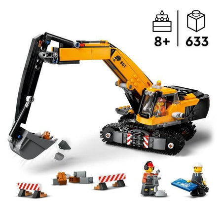 LEGO City 60420 L'escavatore da cantiere giallo, giocattolo per bambini dagli 8 anni in su