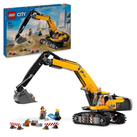 LEGO City 60420 L'escavatore da cantiere giallo, giocattolo per bambini dagli 8 anni in su