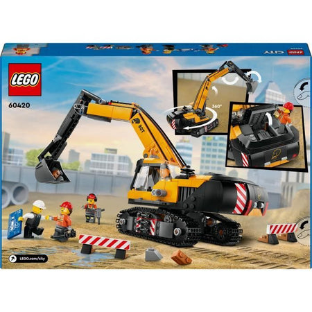 LEGO City 60420 L'escavatore da cantiere giallo, giocattolo per bambini dagli 8 anni in su