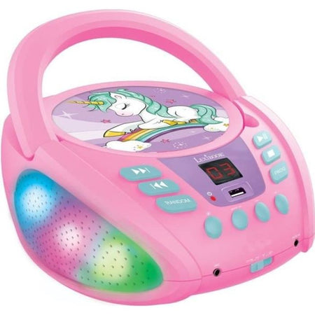 Lettore CD portatile Bluetooth Unicorn con effetti di luce e USB
