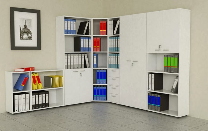 Libreria mobile per ufficio con piani a giorno in legno cm. 40x32x81,5h