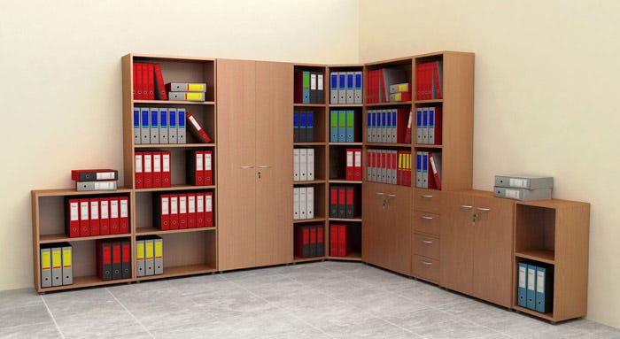 Libreria mobile per ufficio con piani a giorno in legno cm. 40x32x81,5h