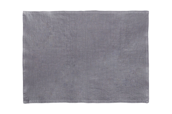Set di 2 tovagliette americane coppia tovagliette 35 X 50 CM in 100% puro lino lavato delavè stone washed morbido resistente elegante made in italy ANTRACITE - Vanita di raso
