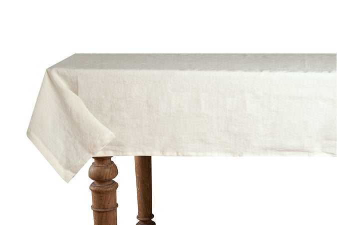 Tovaglia da tavola in 100% puro lino lavato delavè stone washed morbido resistente elegante made in italy AVORIO