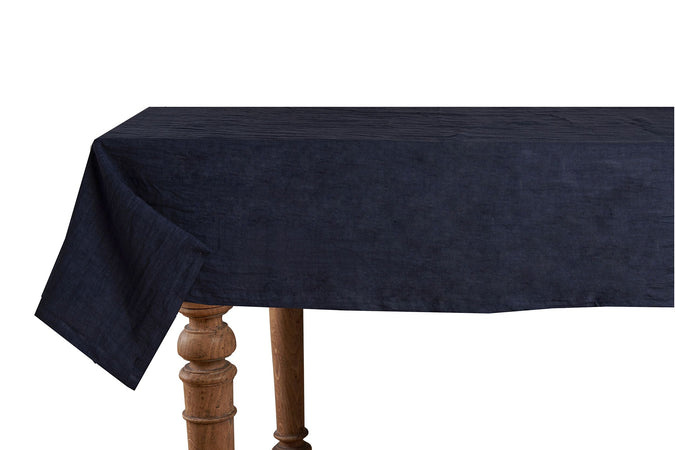 Tovaglia da tavola in 100% puro lino lavato delavè stone washed morbido resistente elegante made in italy BLU NOTTE
