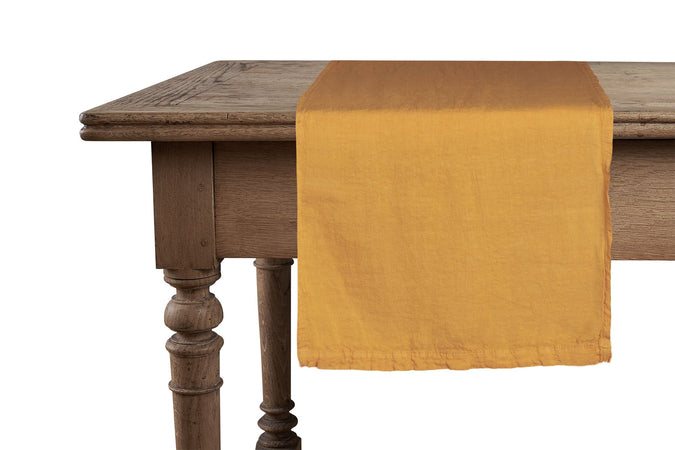 Runner da tavola in 100% puro lino lavato delavè stone washed morbido resistente elegante made in italy OCRA - Vanita di raso