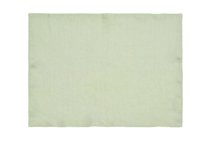 Set di 2 tovagliette americane coppia tovagliette 35 X 50 CM in 100% puro lino lavato delavè stone washed morbido resistente elegante made in italy VERDE MENTA - Vanita di raso