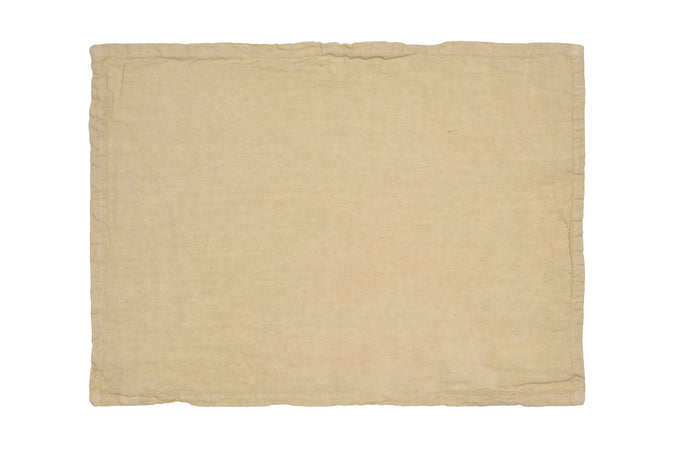 Set di 2 tovagliette americane coppia tovagliette 35 X 50 CM in 100% puro lino lavato delavè stone washed morbido resistente elegante made in italy SABBIA - Vanita di raso