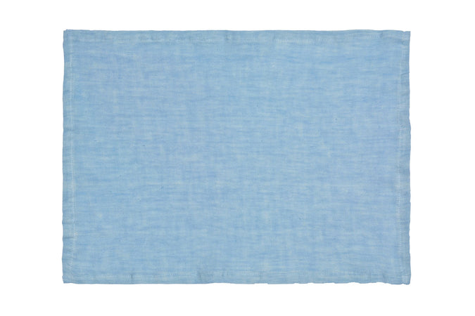 Set di 2 tovagliette americane coppia tovagliette 35 X 50 CM in 100% puro lino lavato delavè stone washed morbido resistente elegante made in italy AZZURRO - Vanita di raso