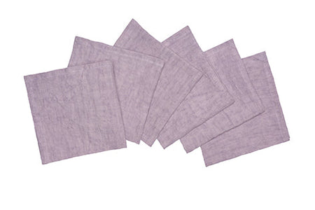 Set di 6 tovaglioli da tavola 45 X 45 CM in 100% puro lino lavato delavè stone washed morbido resistente elegante made in italy VIOLETTA