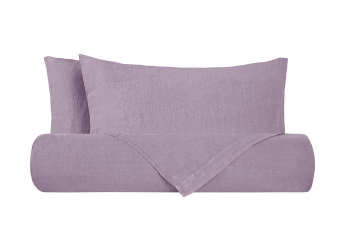 Parure copripiumino in puro lino stone washed Violetta