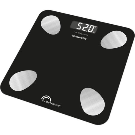 Bilancia pesapersone - LITTLE BALANCE - 8685 - Kit Connect fit duo - Batterie - Impedenziometro + corda per saltare collegata - 190 kg/100 g - Nero