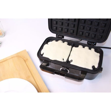 LITTLE BALANCE 8368 Speed'n Mixt 1200, Piastra per waffle e grill 2 in 1, 1 piastra per waffle, 1 piastra grill intercambiabile, 1200 W, Acciaio inossidabile