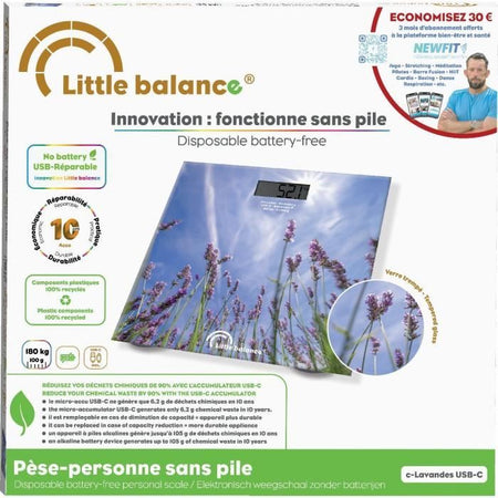 Bilancia da bagno - LITTLE BALANCE - USB-C - Lavanda