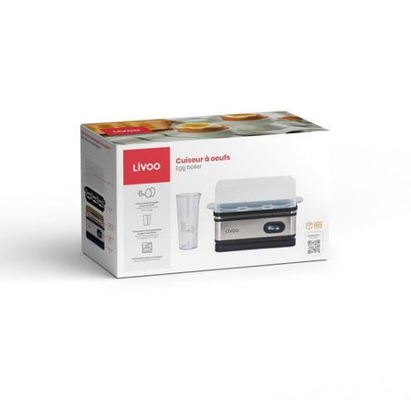 Cuociuova - LIVOO - DOC290 - 400W - 6 uova - Acciaio inox - Mantiene caldo - Portauova, coperchio e misurino