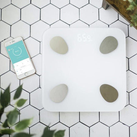 LIVOO DOM428 - Bilancia connessa - 13 indicatori - Piatto in vetro temperato - Peso fino a 180 kg