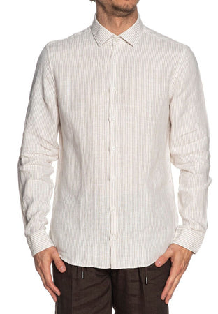 calvin klein CAMICIA LINEN STRIPE SLIM SHIRT da uomo