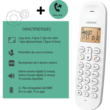 Telefono fisso cordless - LOGICOM - DECT ILOA 150 SOLO - Bianco - Senza segreteria telefonica