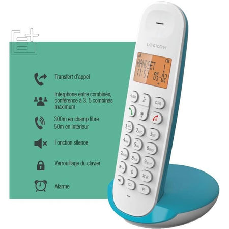 Telefono cordless fisso - LOGICOM - DECT ILOA 150 SOLO - Turchese - Senza segreteria telefonica