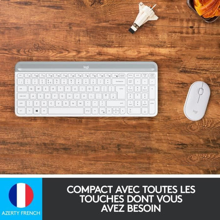 LOGITECH - Set tastiera + mouse wireless MK470 - AZERTY - bianco