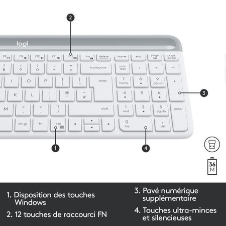 LOGITECH - Set tastiera + mouse wireless MK470 - AZERTY - bianco