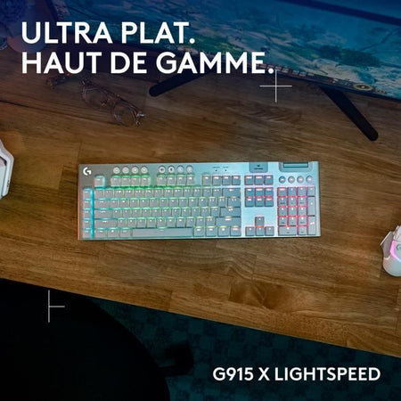Tastiera da gioco - wireless - Logitech G - G915 X - Interruttore tattile - AZERTY - Bianca