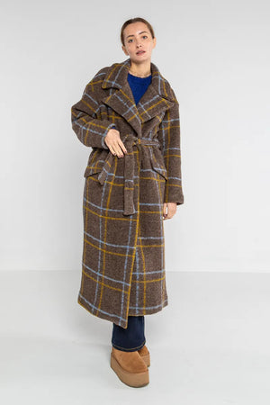 LOKITA | Cappotto lungo a quadri misto lana vergine