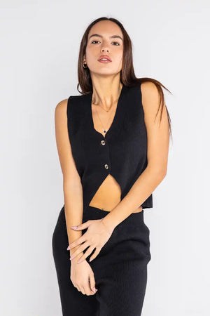 LOKITA | Gilet in maglia bottoni oro