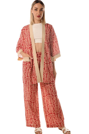 LOKITA | Kimono cotone fantasia con nappe
