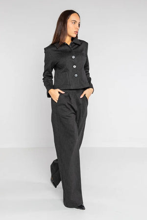 LOKITA | Pantalone elastico in tessuto gessato