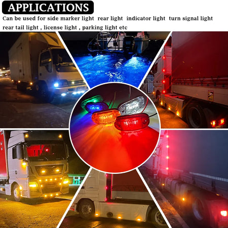 1 Fanalino Per Luci Led Ingombro Laterale Rosso 12-24V Furgone Camion Camper Rimorchi Bus