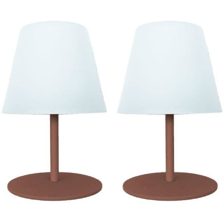 Set di 2 lampade da tavolo senza fili - LUMISKY - TWINS - Terracotta - H16 cm - LED