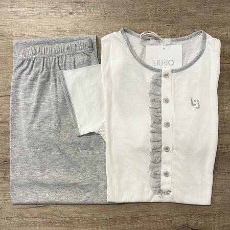 Liu Jo Pigiama Estivo da Donna Maniche Corte e Pantalone Lungo DL0103 S53