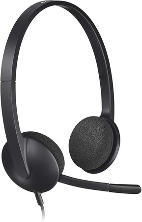 Logitech H340 Cuffie Cablate per Computer, Cuffie Stereo con Microfono e Audio Digitale, Cancellazione Rumore, USB, PC/Mac/Laptop/Chromebook - Nero